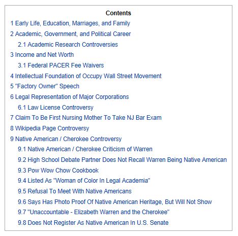 Elizabeth Warren Wiki Table Contents 1-30-2013