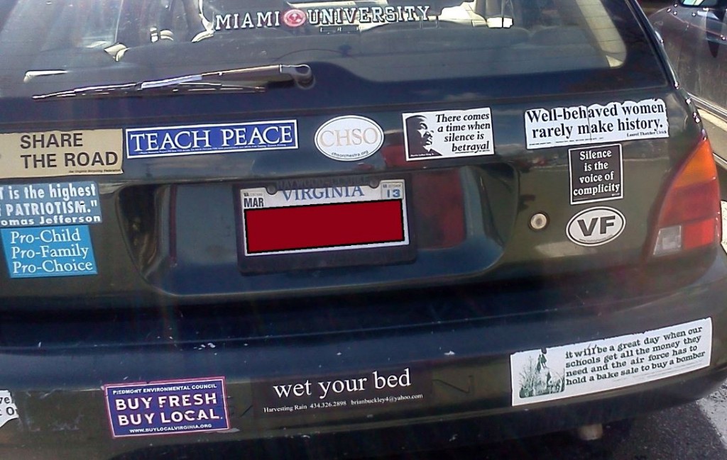 Bumper Sticker - Charlottesville VA - Peace