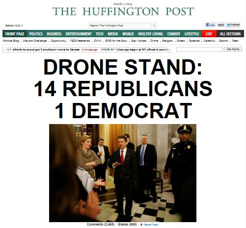 HuffPo - Rand Paul Filibuster - Drone Stand