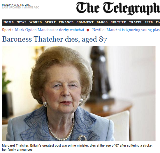 Thatcher Dies Telegraph