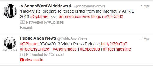 Twitter - OpIsrael Tweets