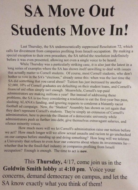 Cornell SA Protest Flyer 4-17-2014