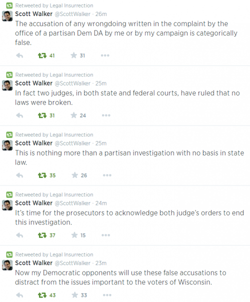 Twitter - Scott Walker re Prosecutor Allegations in Media June 19 2014