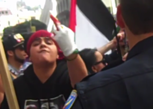 BDS female protester San Francisco July 2014