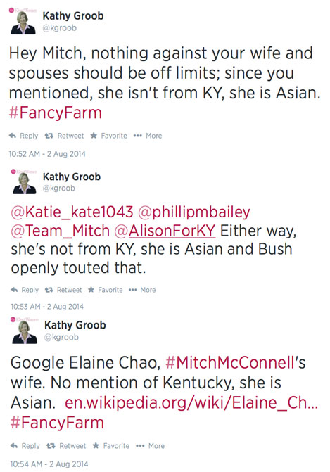 Kathy Groob Tweets Elaine Chao Asian not KY