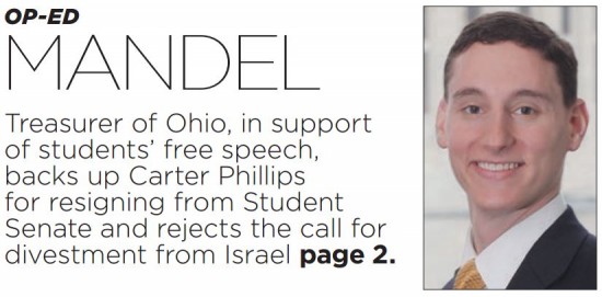 Josh Mandel Op Ed The Post Against Israel Divestment Headline