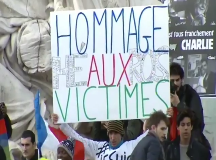 Paris National Unity Rally Honor the Victims Sign