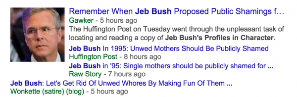 No, Jeb Bush did not say unwed mothers should be publicly shamed