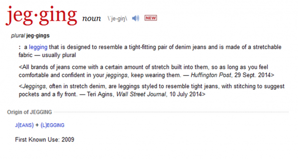 jegging dictionary addition merriam webster