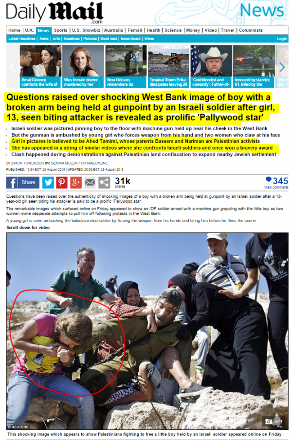 http://www.dailymail.co.uk/news/article-3214441/Remarkable-moment-young-girl-bites-Israeli-soldier-two-women-overpower-puts-Palestinian-boy-broken-arm-headlock-gunpoint-clashes-West-Bank.html