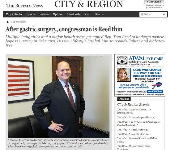 Tom Reed Buffalo News Gastric Bypass 2013