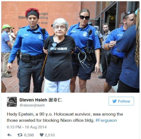 Hedy Epstein arrest in St. Louis