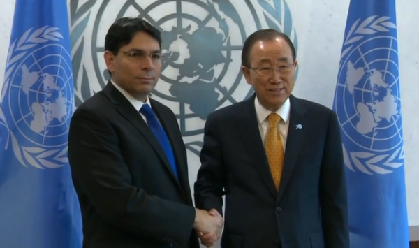 Israel's Permanent Representative to the UN, Ambassador Danny Danon and UN Secretary General Ban Ki-moon