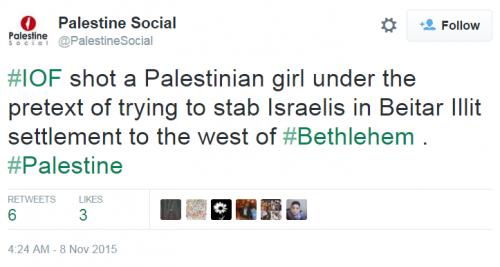 Palestine Social Twitter Arab Woman Shot Pretext Stabbing