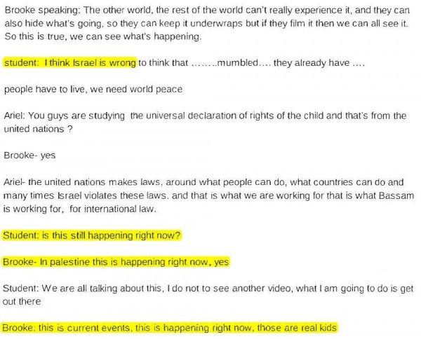 Transcript Bassem Tamimi at Third Grade 1 highlighted