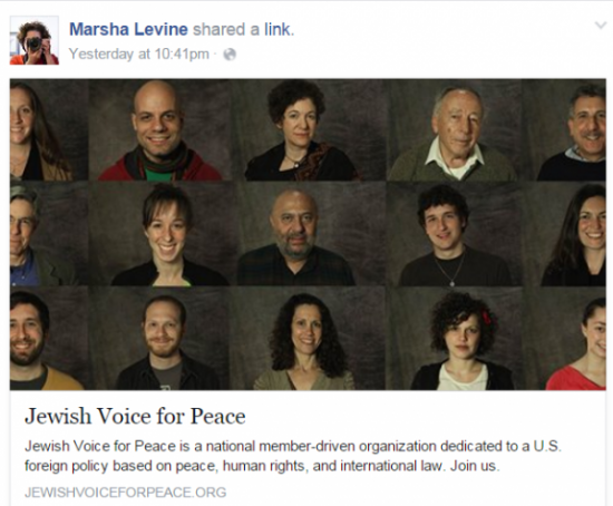 Marsha Levine Facebook Jewish Voice for Peace Share