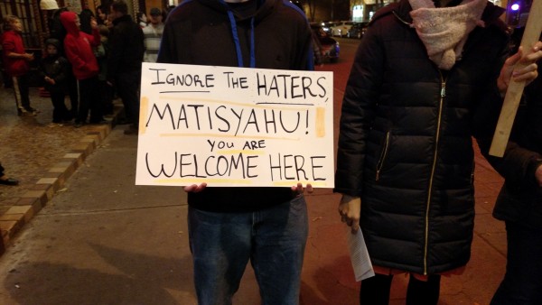 Matisyahu Ithaca Supporters With Signs You Are Welcome Here