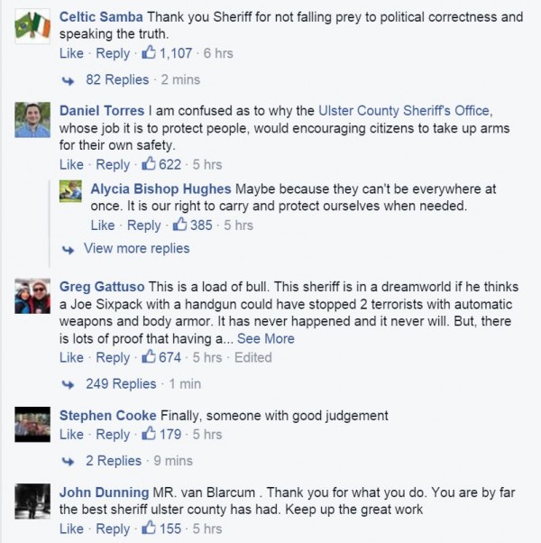 Ulster County Sheriff Permit Carry Facebook comments 1