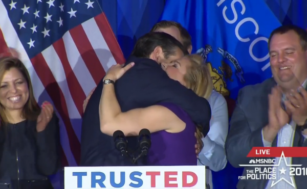 Cruz Victory Speech Wisconsin Hugging Heidi