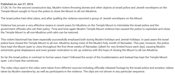 Statement of Temple Institute