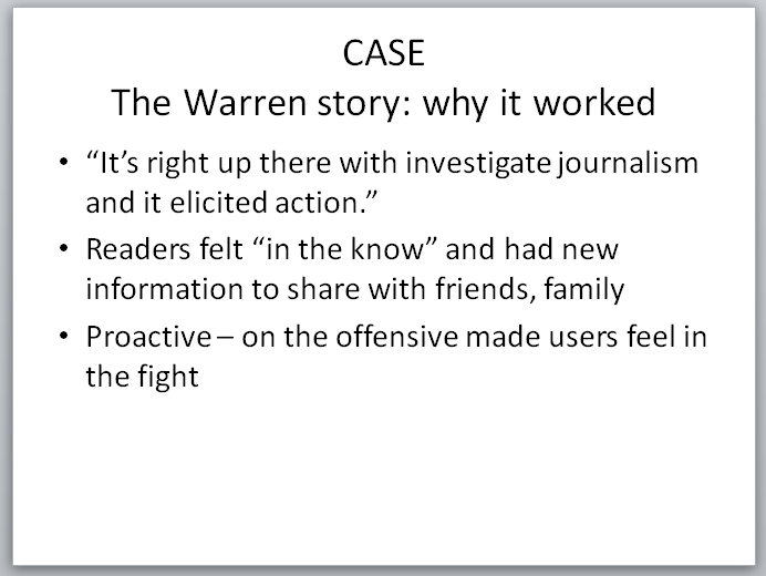 Legal Insurrection Research - Slide - Warren Case Study