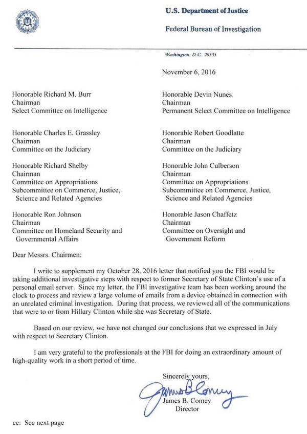 fbi-comey-letter-to-congress-november-6-2016-no-prosecution