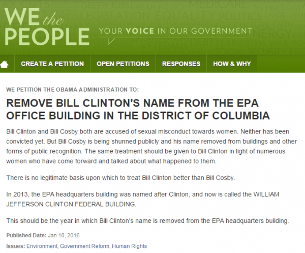 https://petitions.whitehouse.gov//petition/remove-bill-clintons-name-epa-office-building-district-columbia