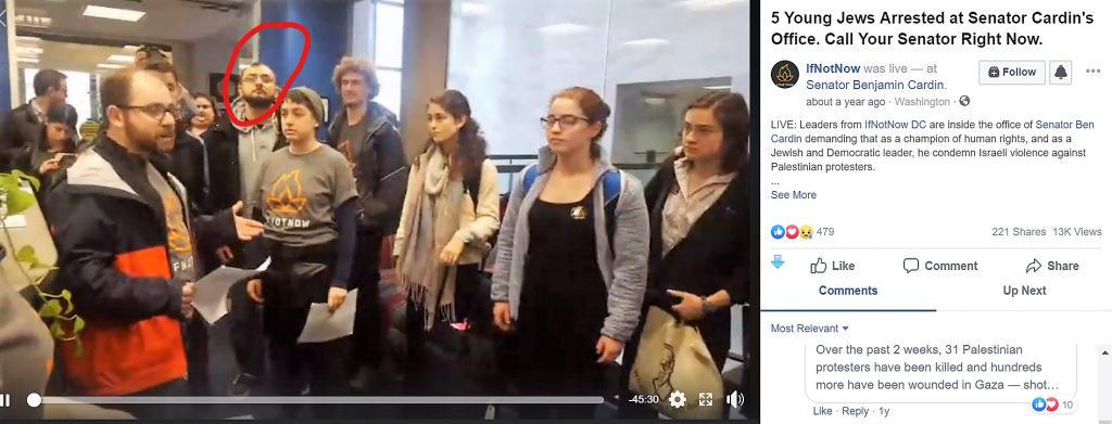 https://www.facebook.com/IfNotNowOrg/videos/5-young-jews-arrested-at-senator-cardins-office-call-your-senator-right-now/1709301999156761/